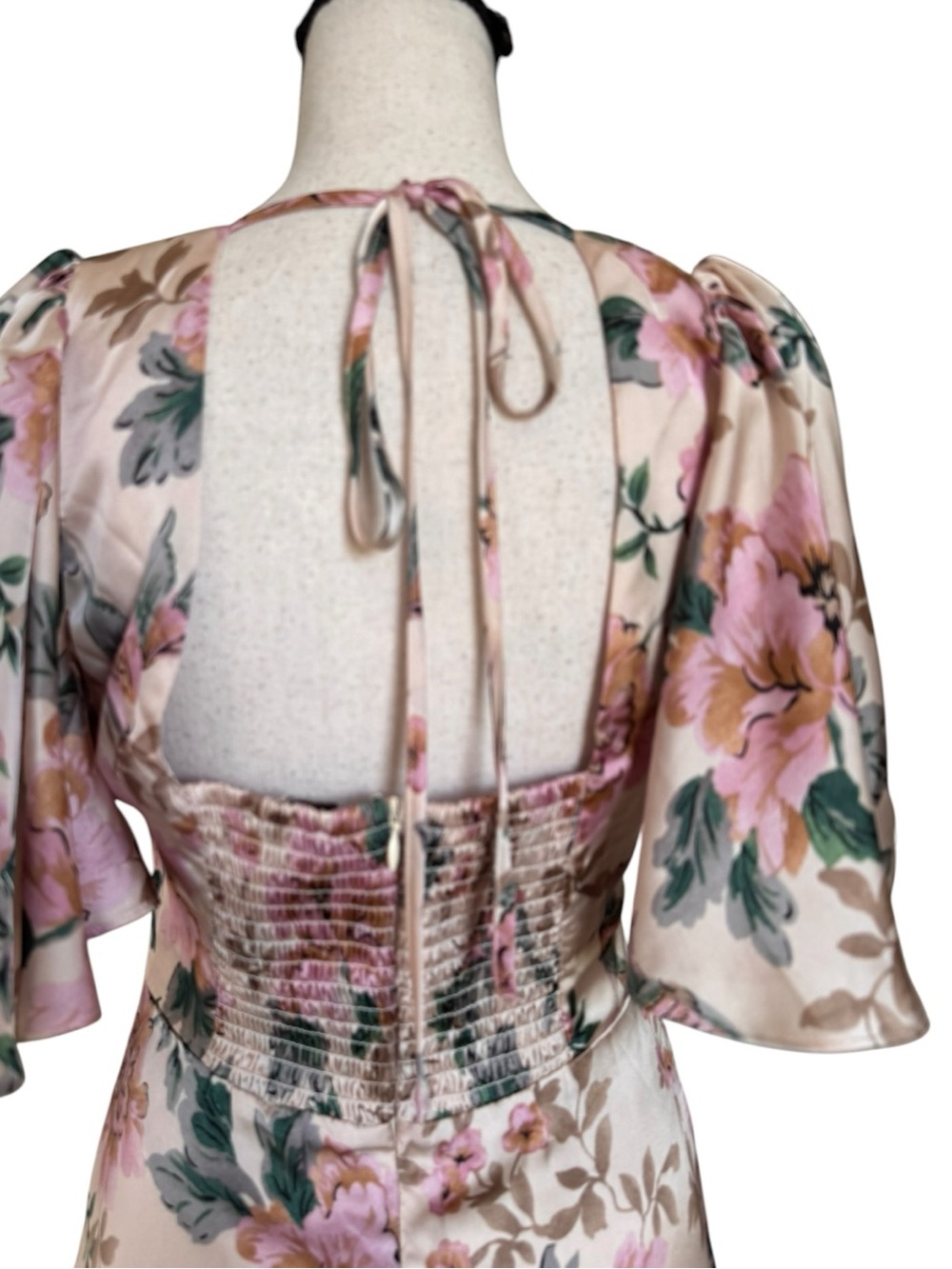 Dress Forum Morning Meadow Romance Floral Maxi Dress Ivory Pink Slit NWT Small - Picture 9 of 15